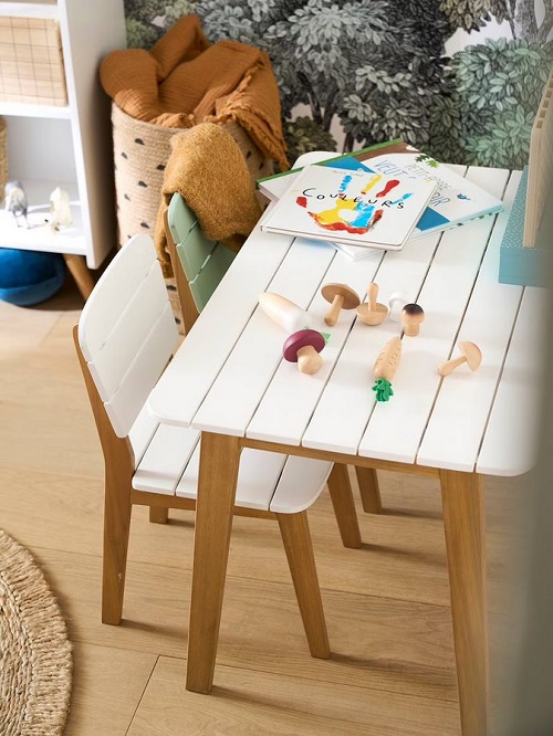 Table outdoor/indoor TROPICOOL blanc bois pas cher - Table Enfant Vertbaudet