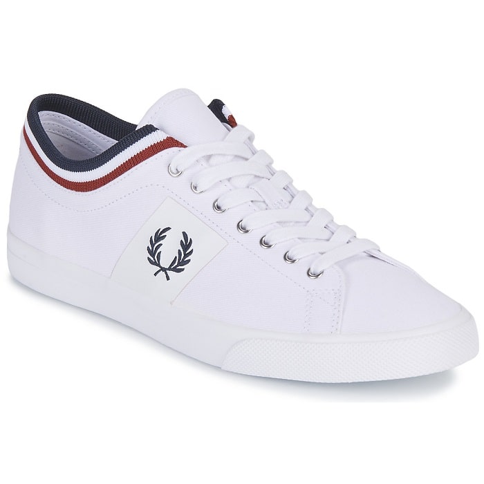 FRED PERRY UNDERSPIN TIPPED CUFF TWILL Baskets Basses Blanc/Marine