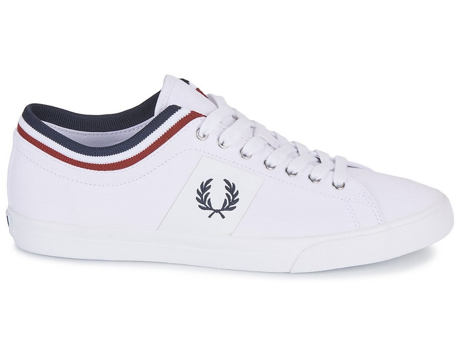 FRED PERRY UNDERSPIN TIPPED CUFF TWILL Baskets Basses Blanc/Marine - Baskets Homme Spartoo