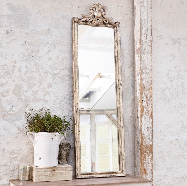 Miroir AUREVILLE Cadre Bois de manguier argenté vieilli - Miroir Loberon