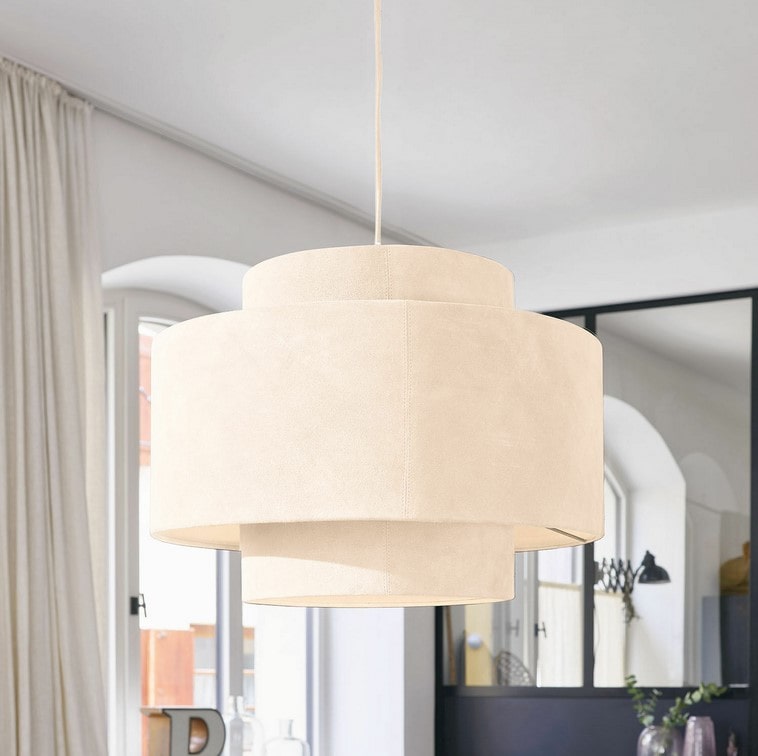 Suspension ACHAIN Structure Fer et Abat-jour Beige - Suspension Loberon