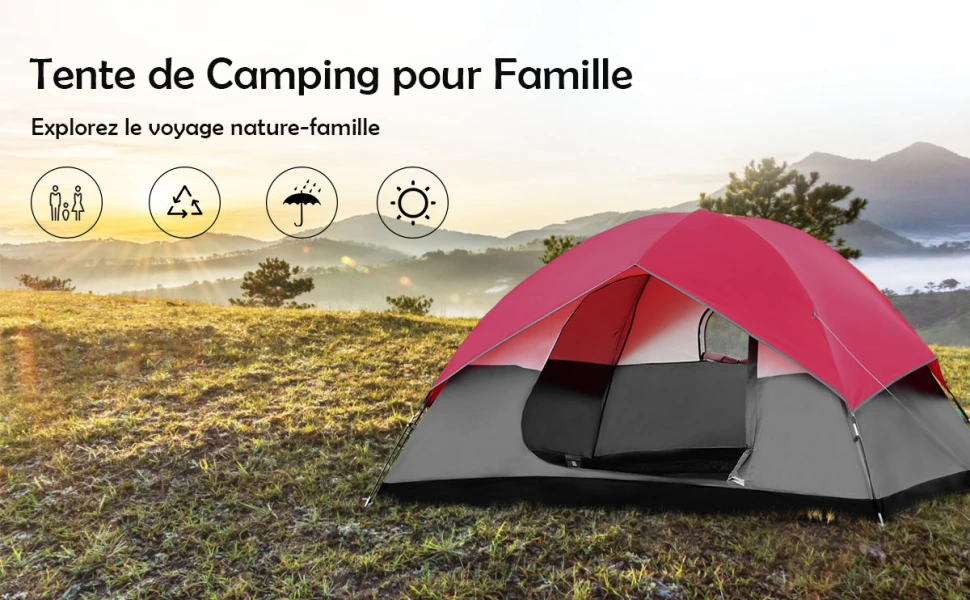 COSTWAY Tente de Camping Étanche 6 Personnes