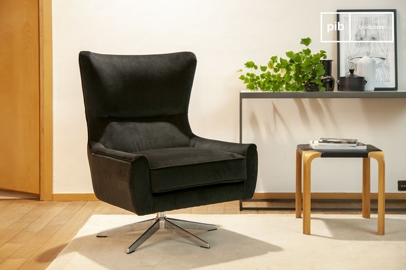 Fauteuil rotatif BALMAT en velours anthracite - Maisons du Monde