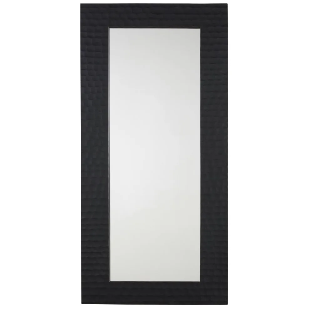 Grand miroir rectangulaire HOLLY gravé noir 75x160 cm