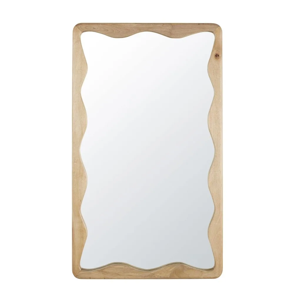 Grand miroir rectangulaire ondulé DOME en bois de manguier 100x170 cm