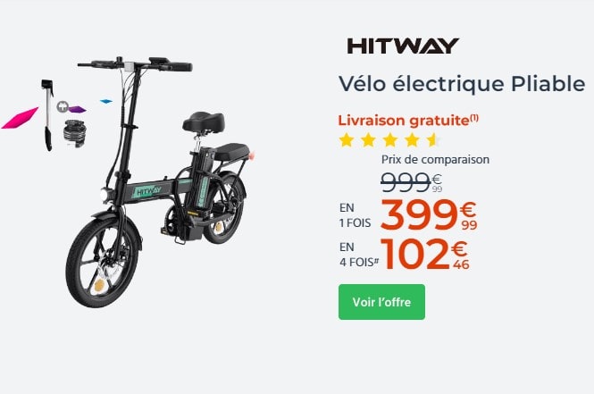 HITWAY Vélo électrique Pliable BK5 25km/h Autonomie 35-70km pas cher - Vélo Electrique Cdiscount