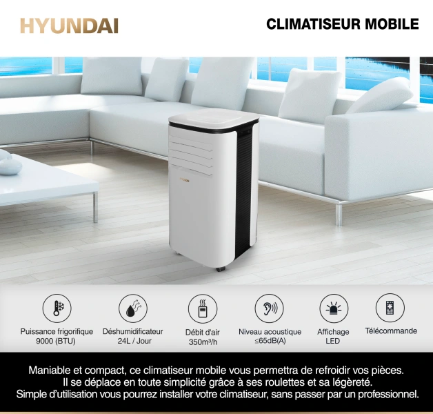 HYUNDAI Climatiseur mobile 9000 BTU Classe A