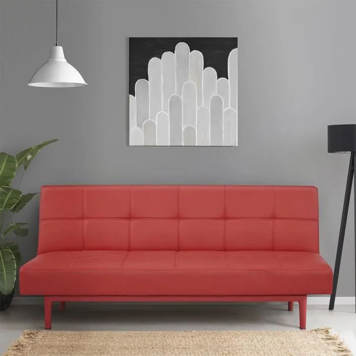 Banquette convertible Clic-clac JENNY 2 places Simili Rouge