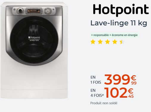 Lave-linge hublot HOTPOINT AQ114D497SDEUN Aqualtis 11 kg pas cher - Lave-linge Cdiscount