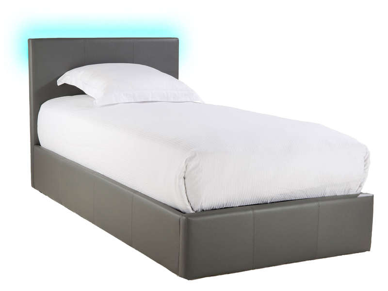 Lit coffre STEVA LIGHT 90x190 cm avec led coloris gris