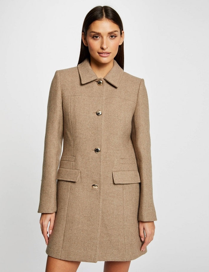 Manteau évasé GSTELLA Morgan boutonné beige