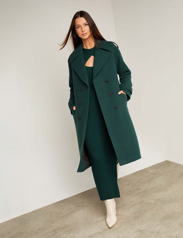  Manteau long droit boutonné GMIKI3 Morgan vert foncé