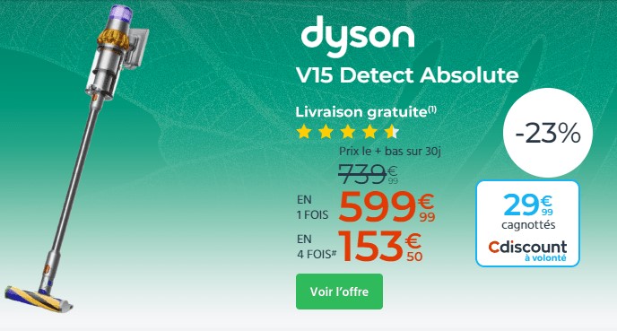 NEW DYSON V15 Detect Absolute Aspirateur balai pas cher - Aspirateur Cdiscount