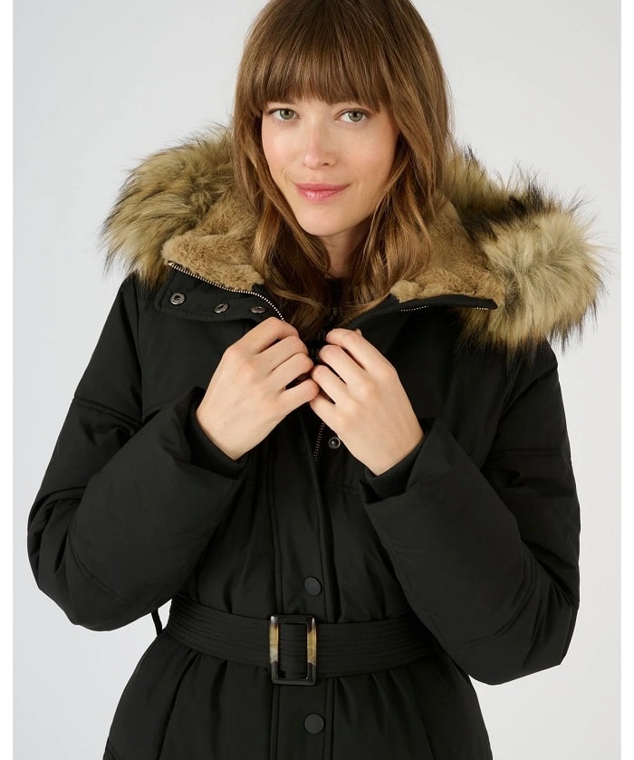 Parka matelassée Thermolactyl Damart avec bavolet Noir pas cher - Parka Femme Damart 