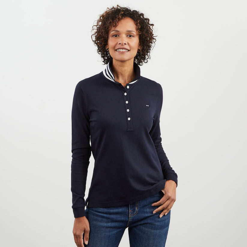 Polo bleu marine Eden Park manches longues - Polo Femme Eden Park