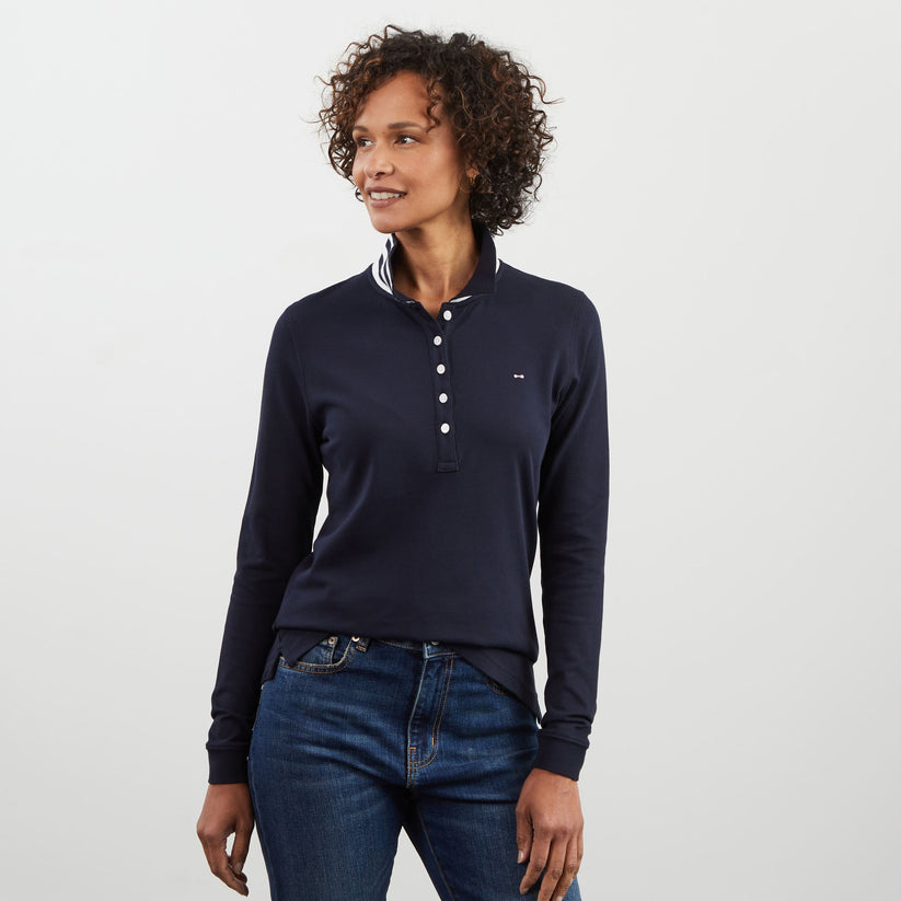 Polo bleu marine Femme Eden Park manches longues