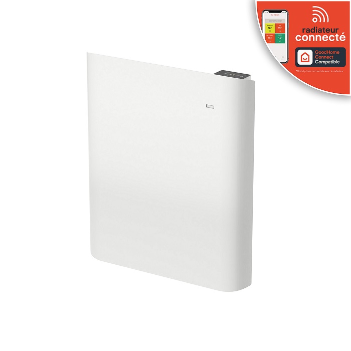 Radiateur connecté électrique à inertie sèche GoodHome Florya 1000W horizontal blanc pas cher - Radiateur électrique Castorama