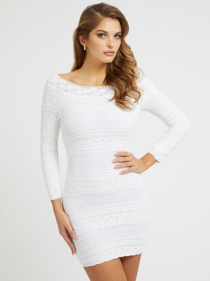 Robe pull au crochet GUESS Blanche