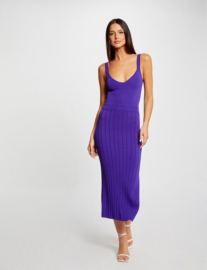 Robe pull longue ajustée RMIZIA Morgan fendue violet