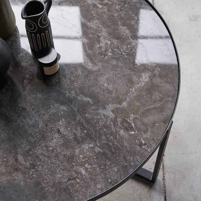 Table basse MILAN en marbre et métal