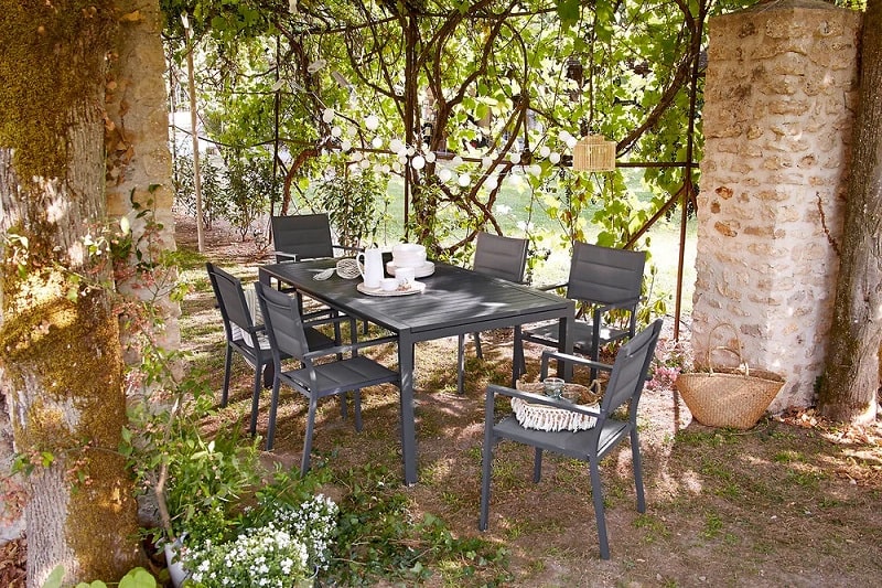 Table de jardin extensible NIKITHA 2 Aluminium Gris anthracite pas cher - Table de Jardin Bricomarché
