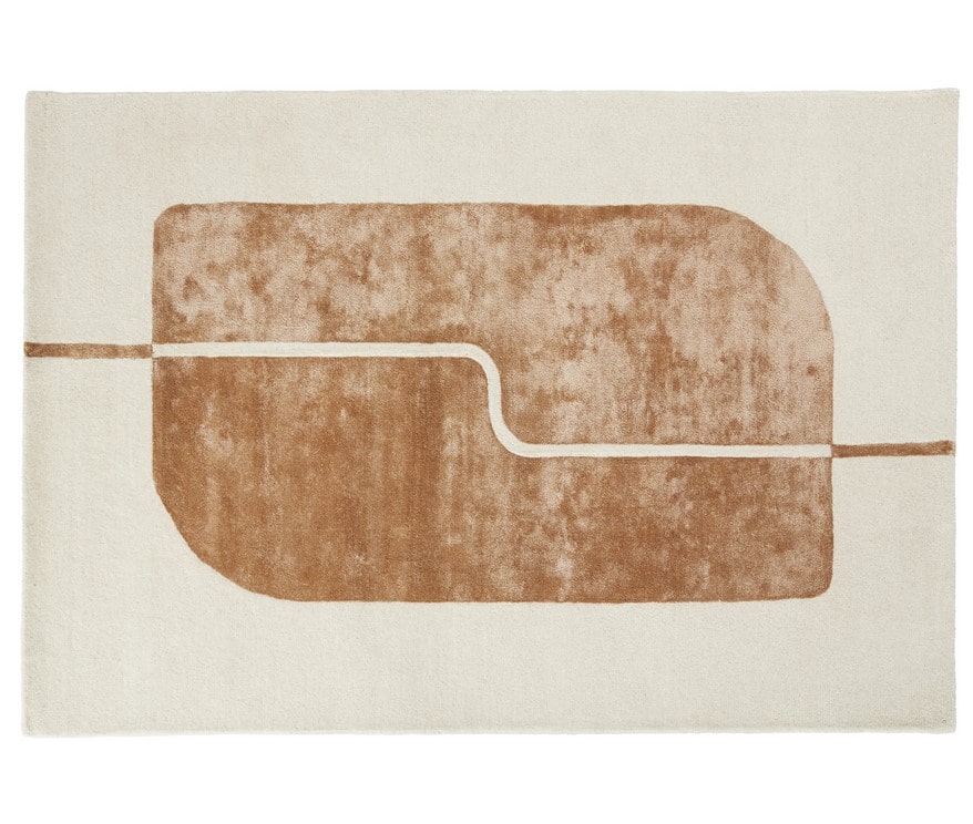 Tapis tufté BAUTISTA motifs écrus et marron café 160x230 cm - Tapis Maisons du Monde
