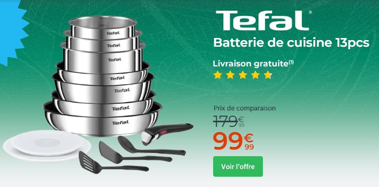 TEFAL INGENIO Batterie de cuisine 13 pièces pas cher - Batterie de Cuisine Cdiscount