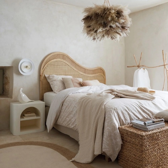 Tête de lit SATERNE 160 cm cannage en rotin beige - Maisons du Monde