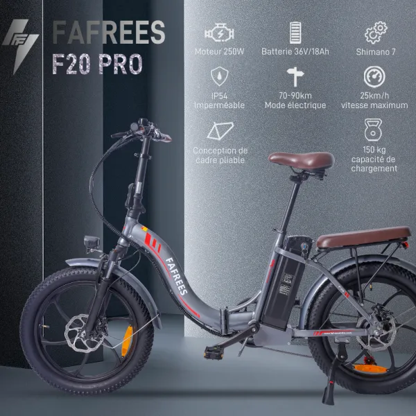 Vélo électrique FAFREES F20 Pro Vélo pliant 25 km/h Autonomie maximum 120-150 KM
