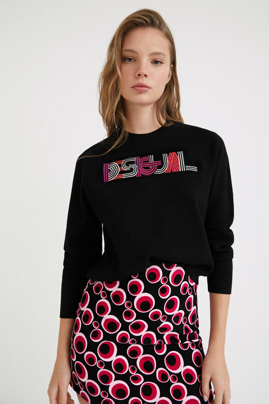 Pull en tricot à broderie Desigual Noir