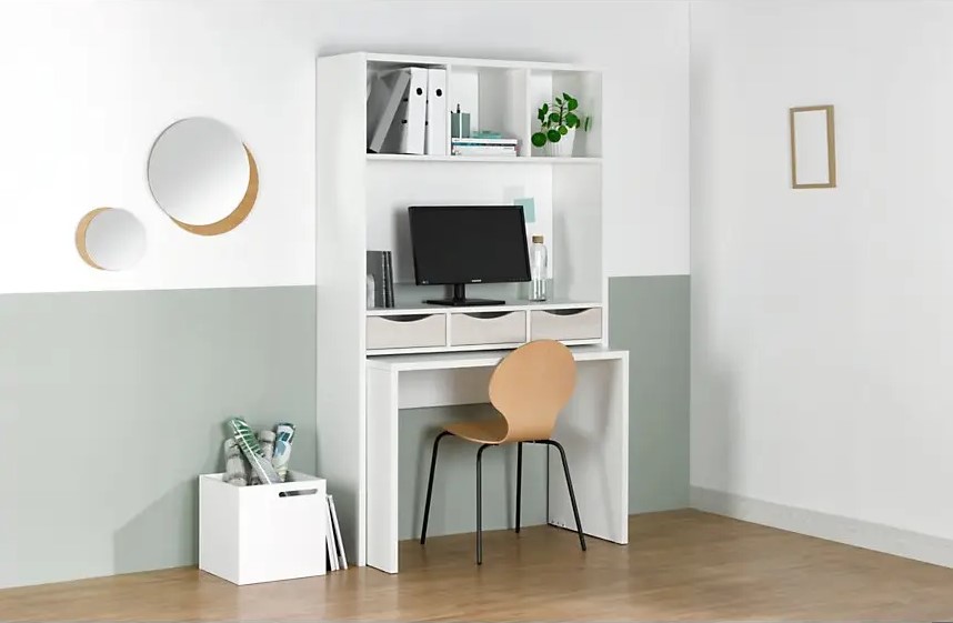 Bureau console modulable Silas Blanc - Bureau Camif