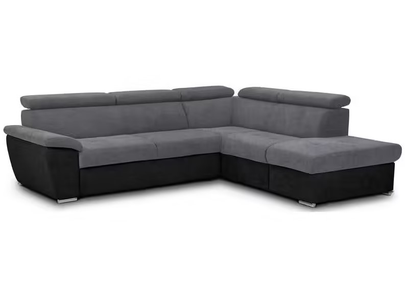 Canapé d'angle droit 4 places ANTERO 2 coloris gris/ noir