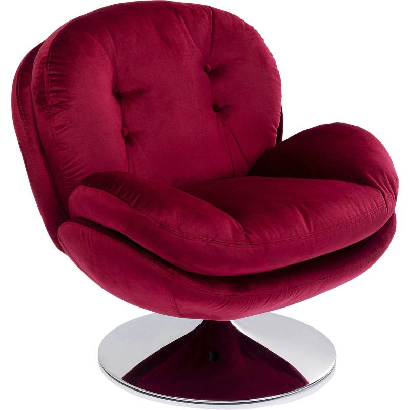 Fauteuil pivotant COSY en velours rouge et acier chromé - Fauteuil Maisons du Monde