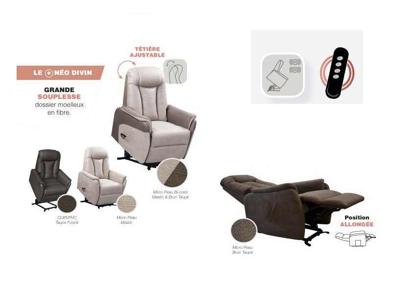 Inside75 Fauteuil relax releveur NERSAC bi-moteur Cuir pas cher - Fauteuil Inside75