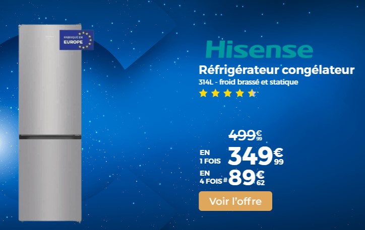 HISENSE RB410D4BD2 Réfrigérateur congélateur bas 314L