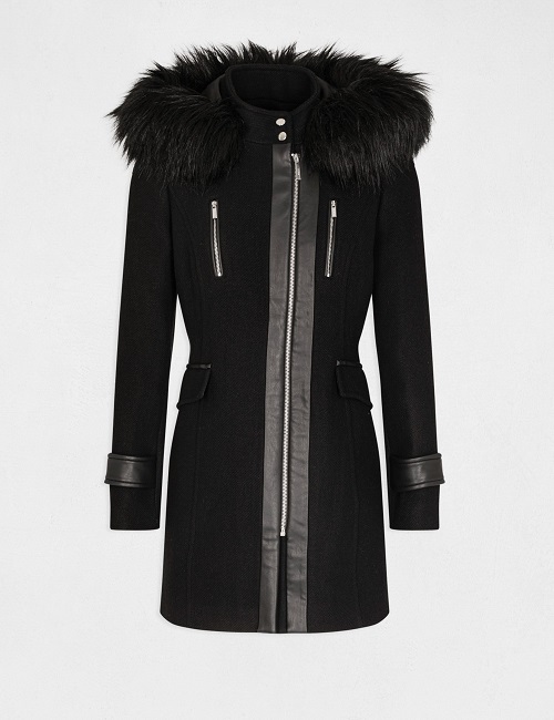 Manteau droit GSISSI Morgan à capuche noir