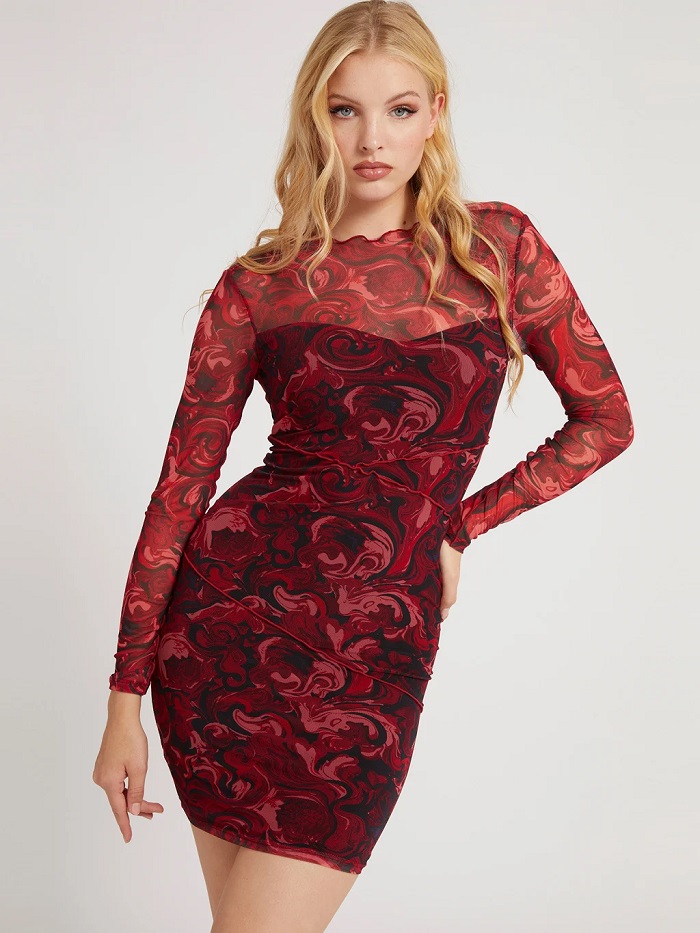 ROBE IMPRIMÉ ALL OVER Guess rouge