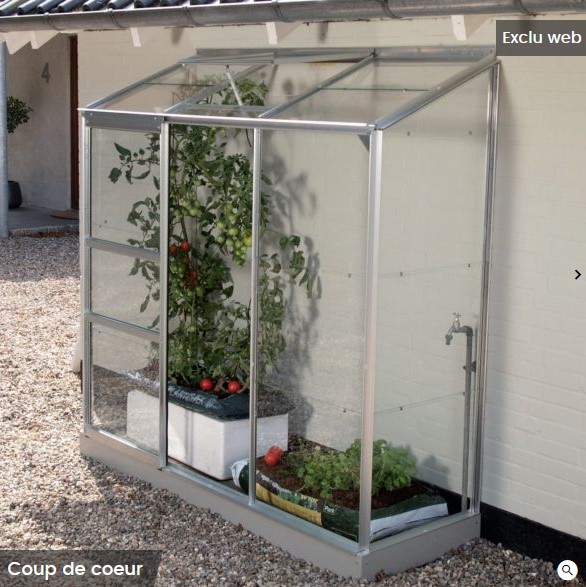 Serre adossée en verre trempé MELISSA Lams 1.30 m² pas cher - Serre de Jardin Gamm Vert