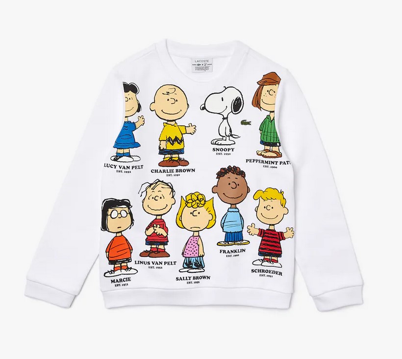 Sweatshirt Garçon Lacoste x Peanuts en coton biologique imprimé gris