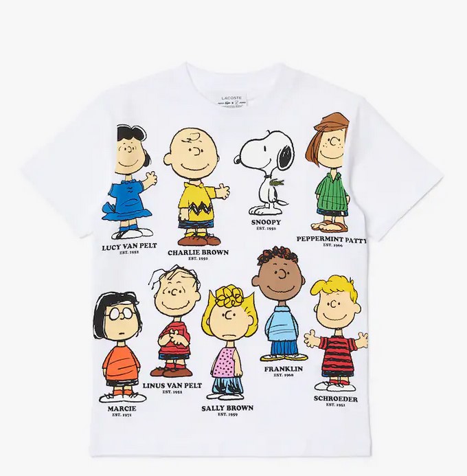 T-shirt Garçon Lacoste x Peanuts en coton biologique imprimé Blanc