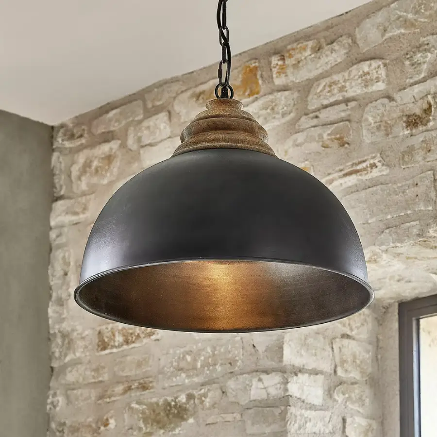 Suspension ZERAPHINA en Fer et Bois de Manguier marron de Loberon