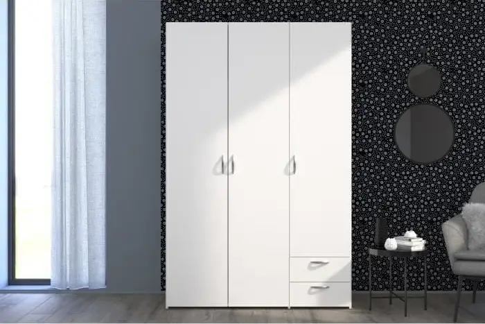 Armoire VARIA de PARISOT 3 portes + 2 tiroirs Décor blanc