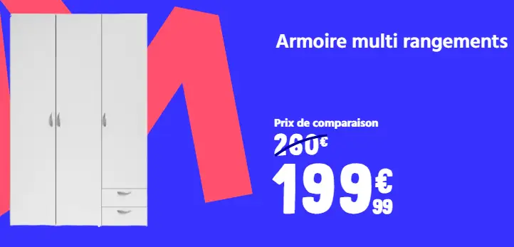 Armoire VARIA de PARISOT 3 portes + 2 tiroirs Décor blanc pas cher chez Cdiscount