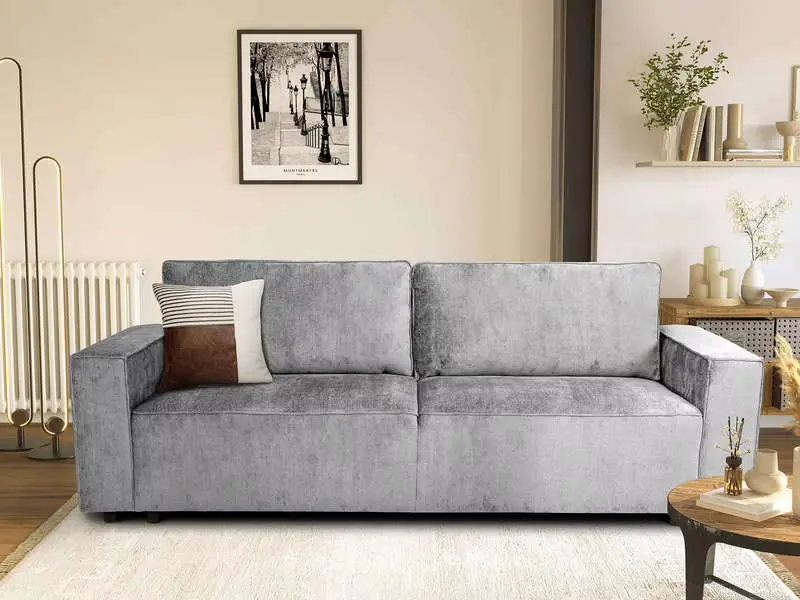 Canape droit convertible THOR EW 3 places Gris - Conforama