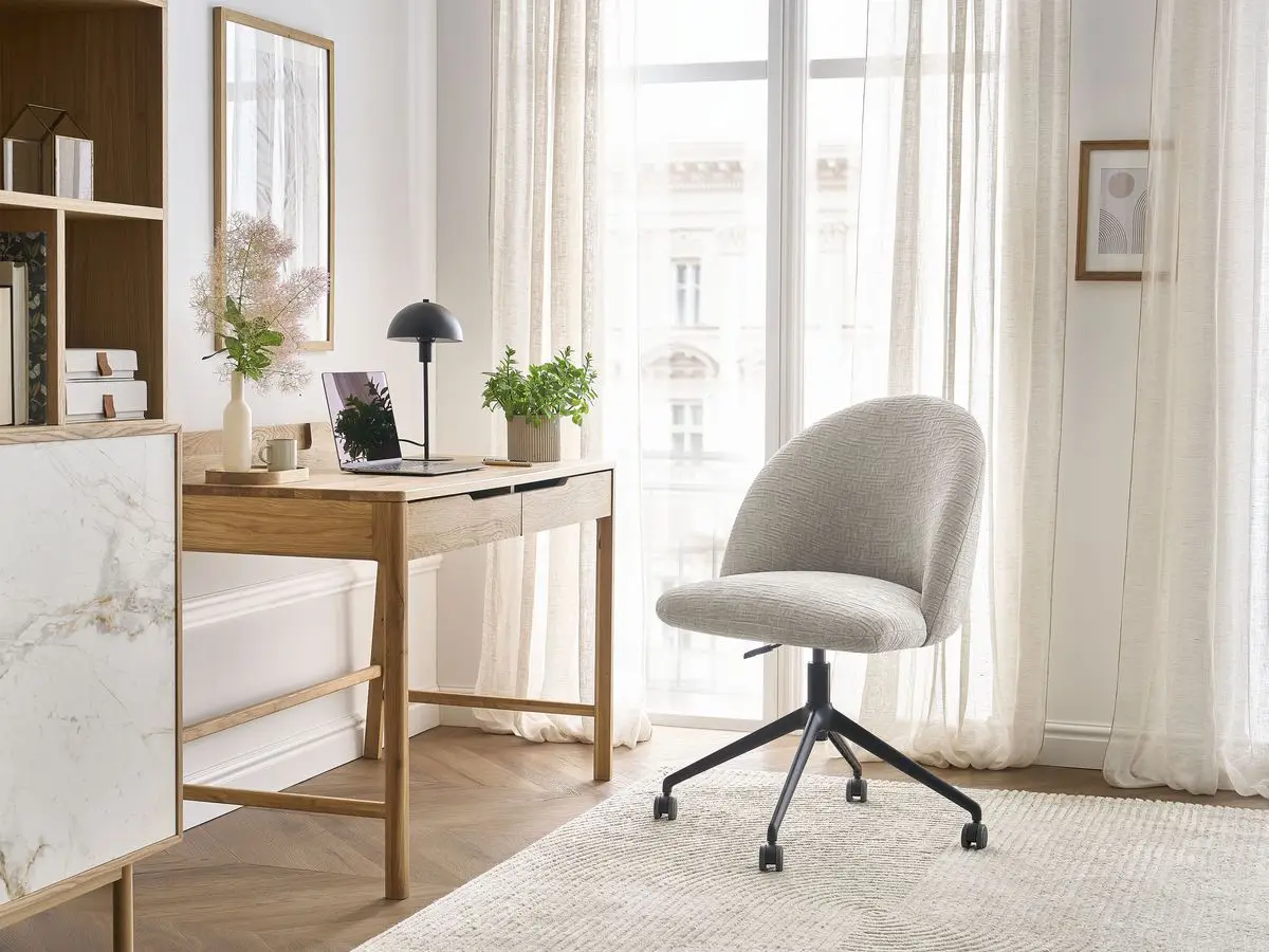 BOBOCHIC Chaise de bureau LALIE à roulettes tissu texturé et pietement avec hauteur ajustable