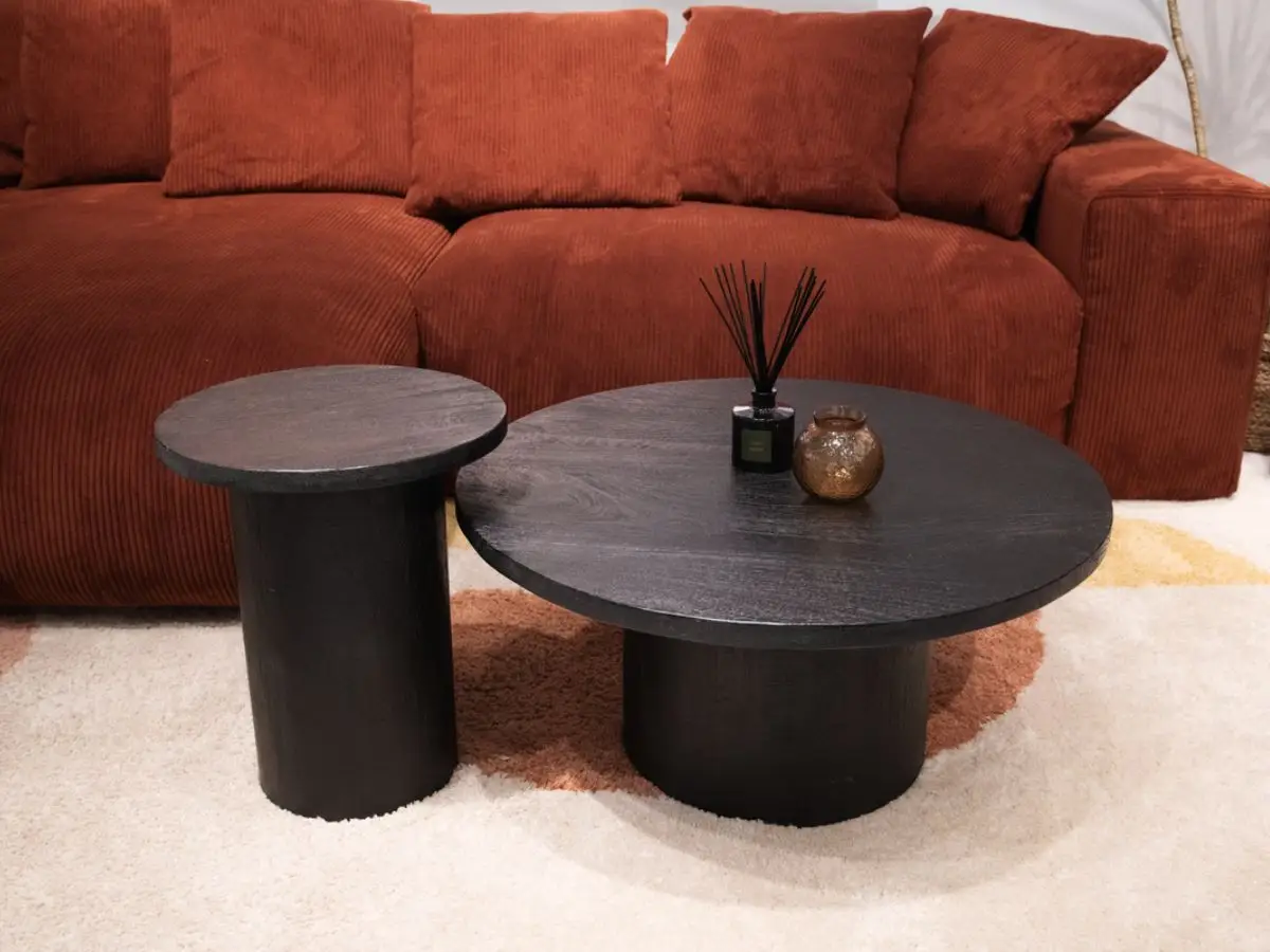 BOBOCHIC Ensemble de 2 tables basses GIGI bois massif de manguier noir