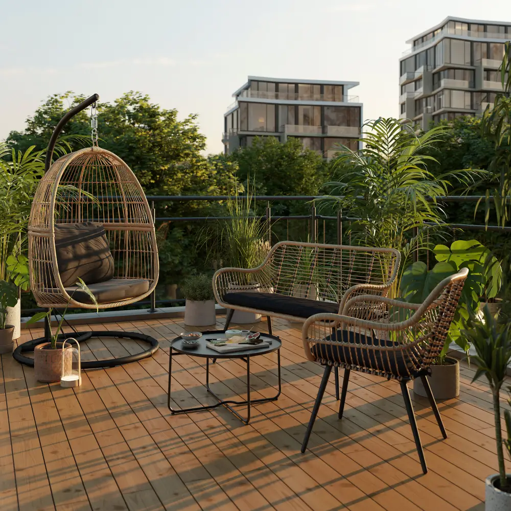 Fauteuil de jardin GoodHome APOLIMA en acier et rotin - Castorama