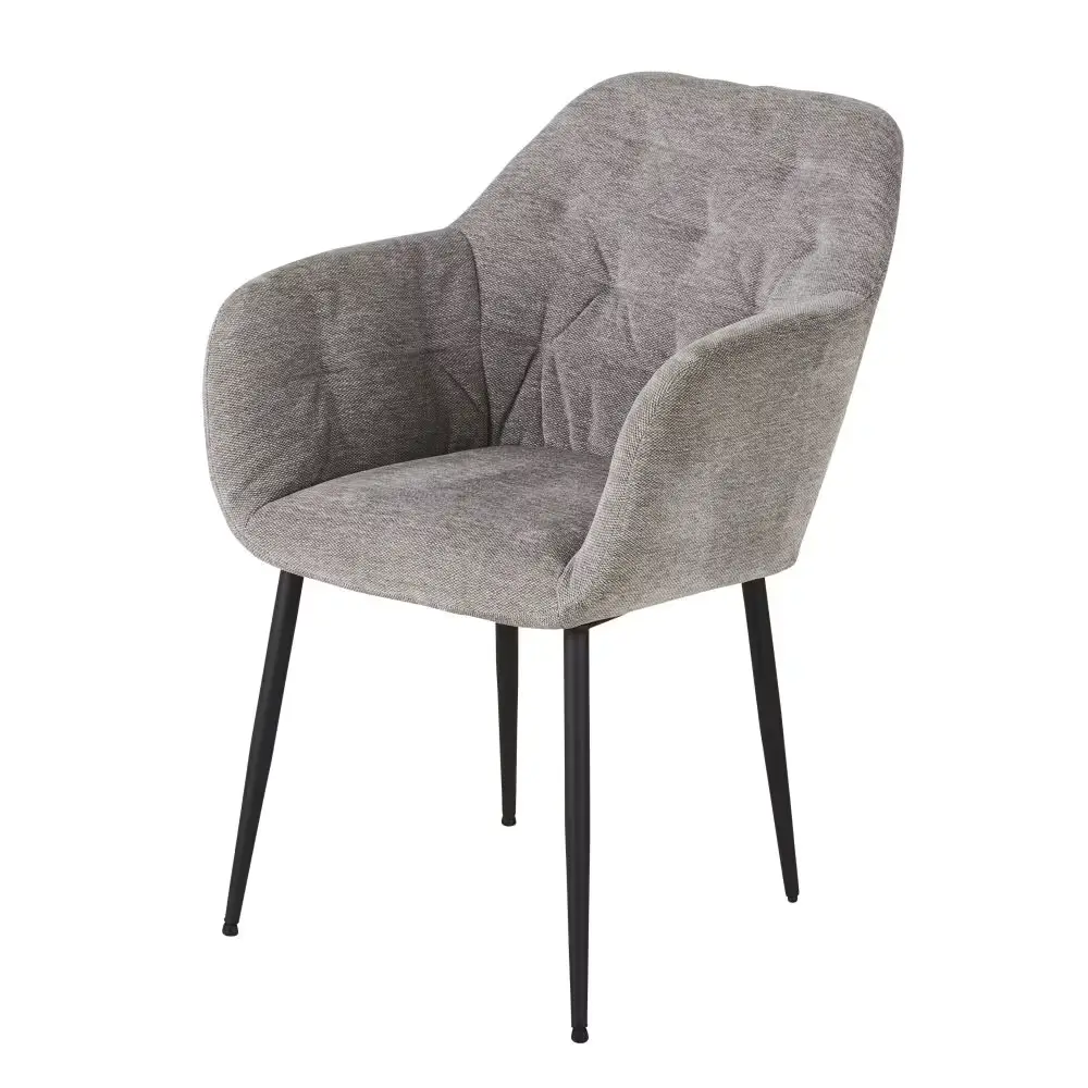 Fauteuil de table WILLY en velours gris clair - Maisons du Monde