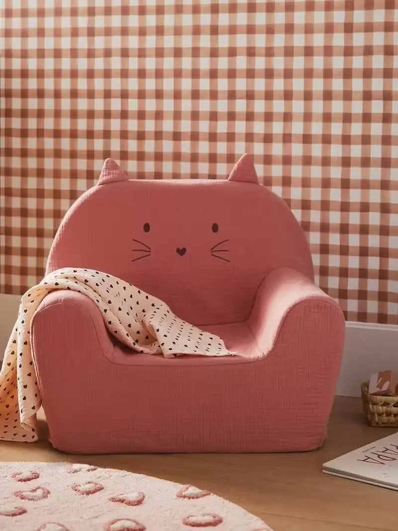 Fauteuil CHAT en mousse personnalisable vieux rose - Vertbaudet