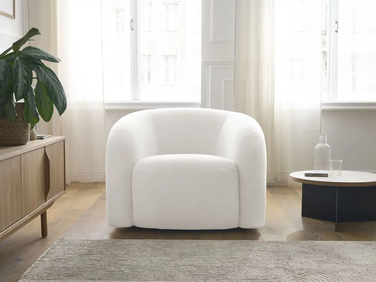 BOBOCHIC Fauteuil pivotant ELINA tissu bouclette en 7 coloris